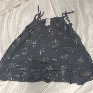 H&M Kids Casual Dress - Black with Peach Animal Pattern 12 Months